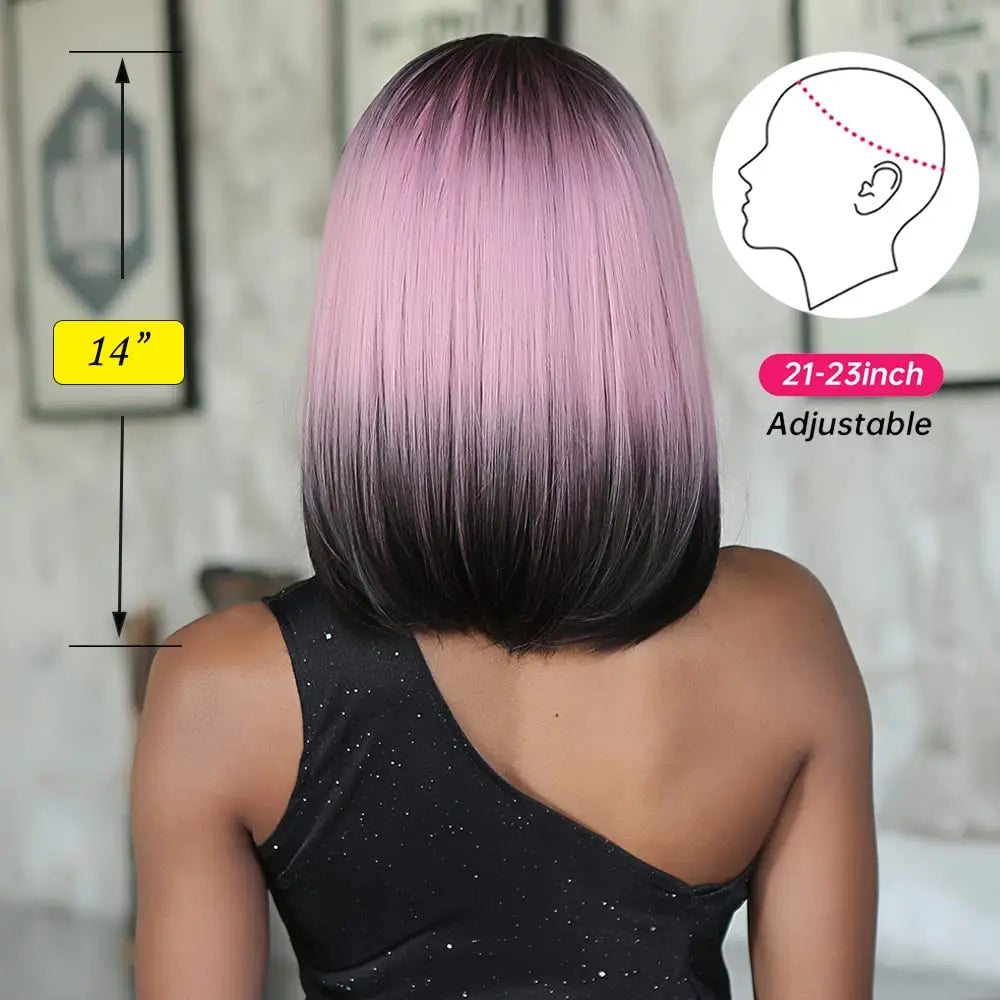 Ombre Pink Black Wigs