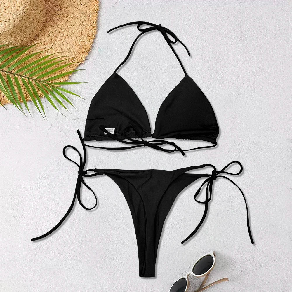 Backless Adjustable Lace-up Swimsuit