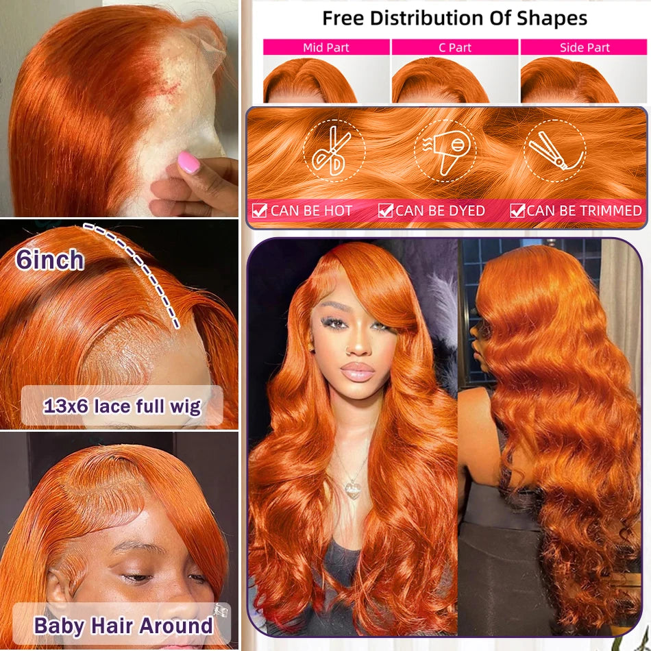 Ginger Orange 13x6 HD Lace Front Wigs