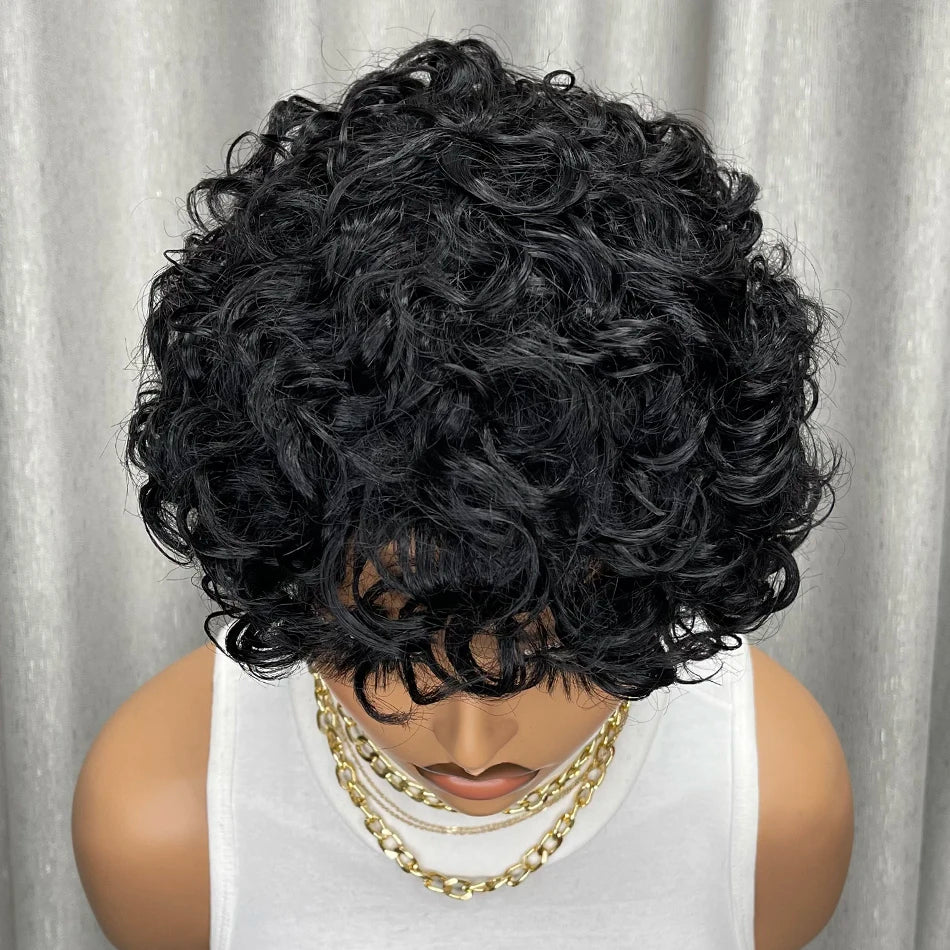 Kinky Curly Human Hair Wig Short Bob