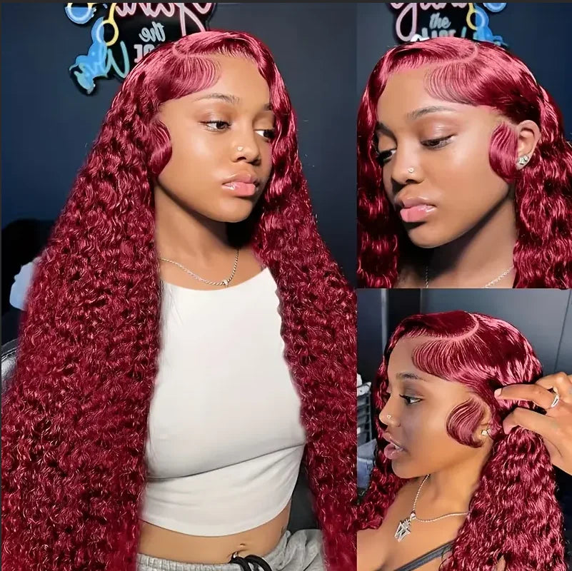 Human Hair Burgundy Wigs